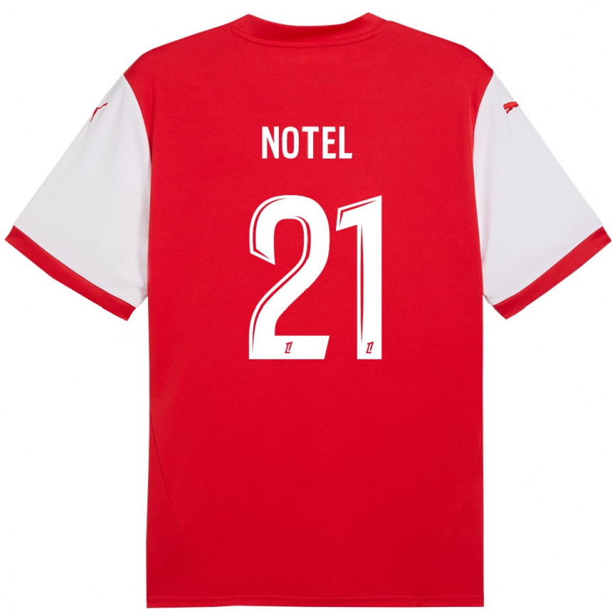 Enfant Football Maillot Lea Notel #21 Rouge Blanc Tenues Domicile 2024/25