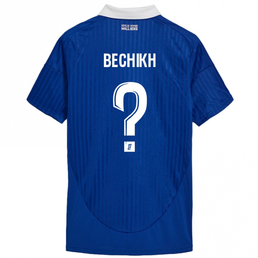 Enfant Football Maillot Mohamed Bechikh #0 Bleu Blanc Tenues Domicile 2024/25