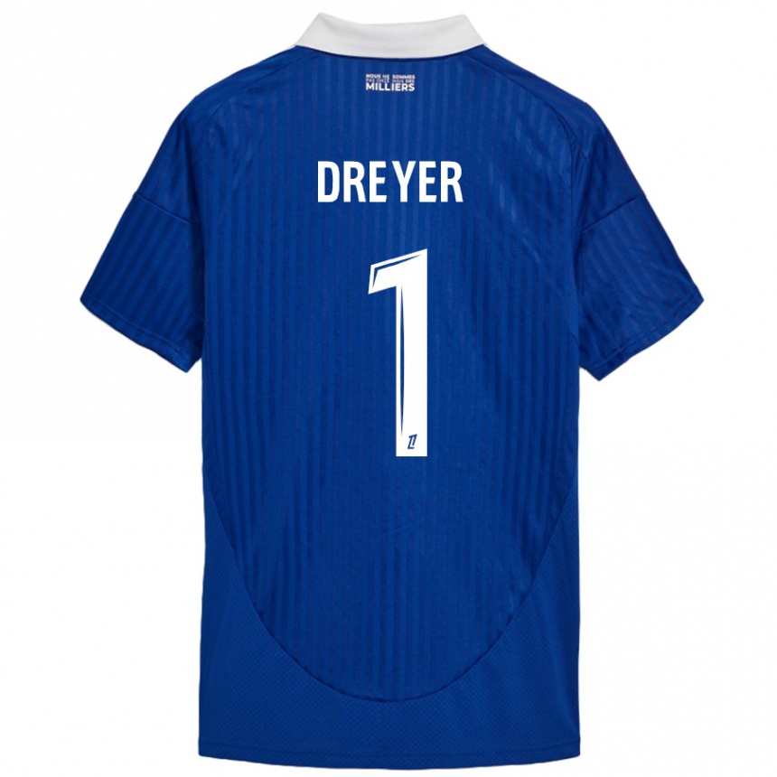 Enfant Football Maillot Matthieu Dreyer #1 Bleu Blanc Tenues Domicile 2024/25