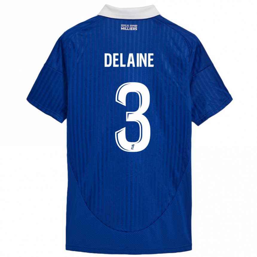 Enfant Football Maillot Thomas Delaine #3 Bleu Blanc Tenues Domicile 2024/25