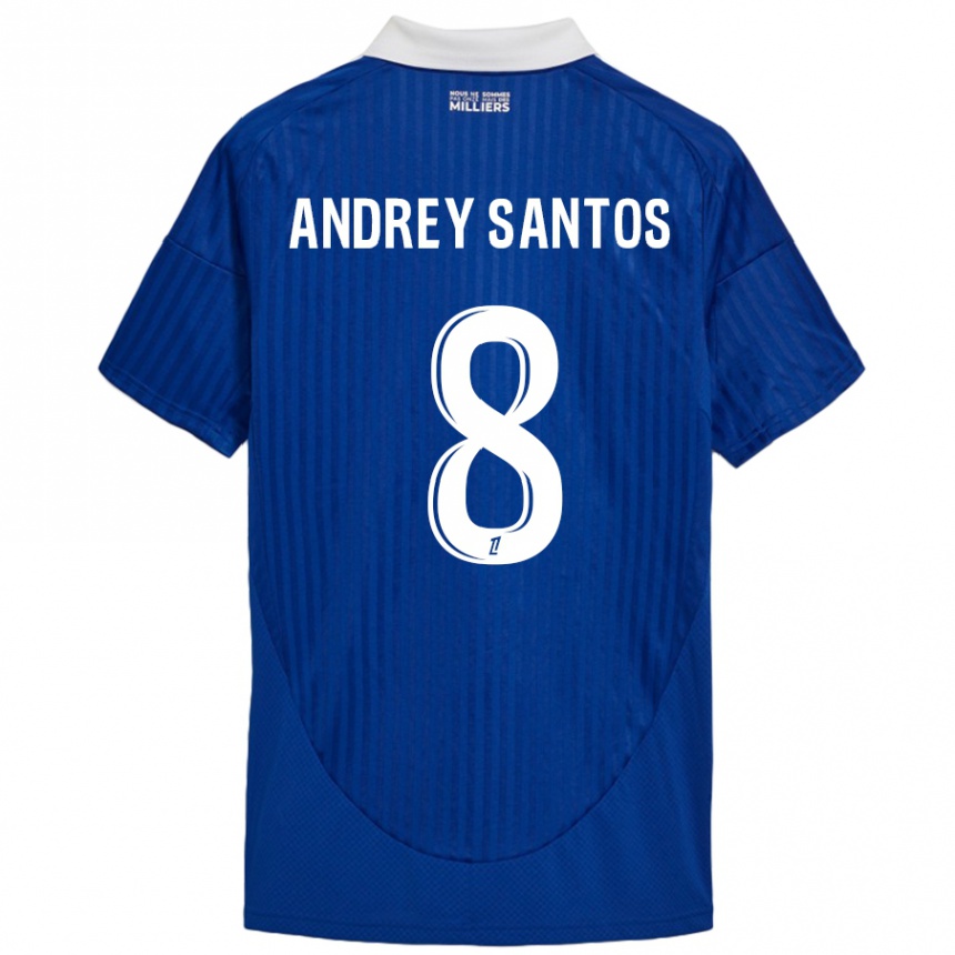 Enfant Football Maillot Andrey Santos #8 Bleu Blanc Tenues Domicile 2024/25