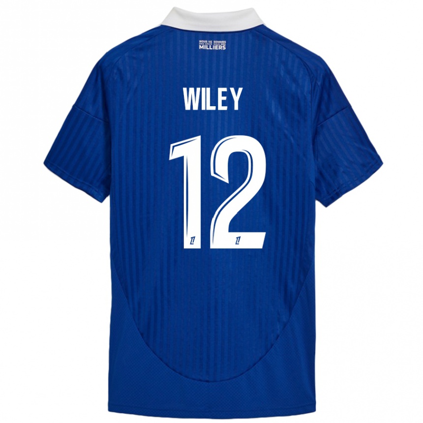 Enfant Football Maillot Caleb Wiley #12 Bleu Blanc Tenues Domicile 2024/25