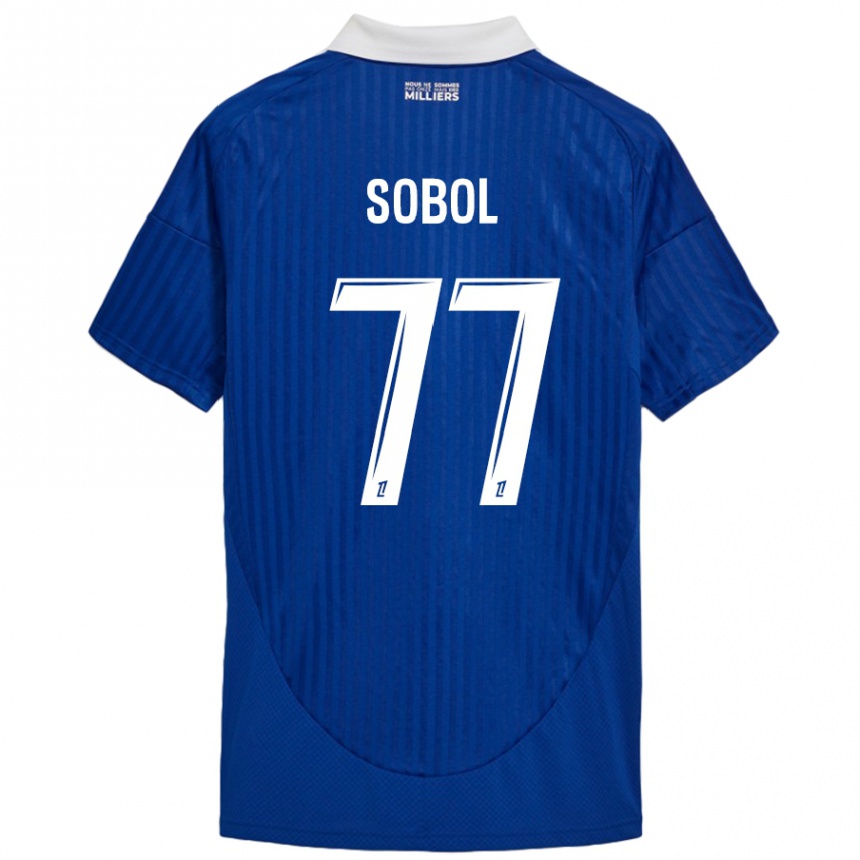 Enfant Football Maillot Eduard Sobol #77 Bleu Blanc Tenues Domicile 2024/25