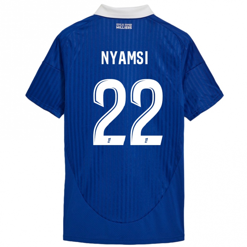 Enfant Football Maillot Gerzino Nyamsi #22 Bleu Blanc Tenues Domicile 2024/25