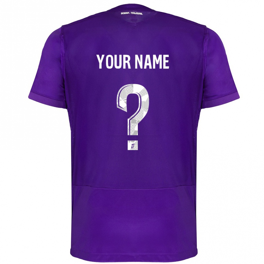 Enfant Football Maillot Votre Nom #0 Violet Blanc Tenues Domicile 2024/25