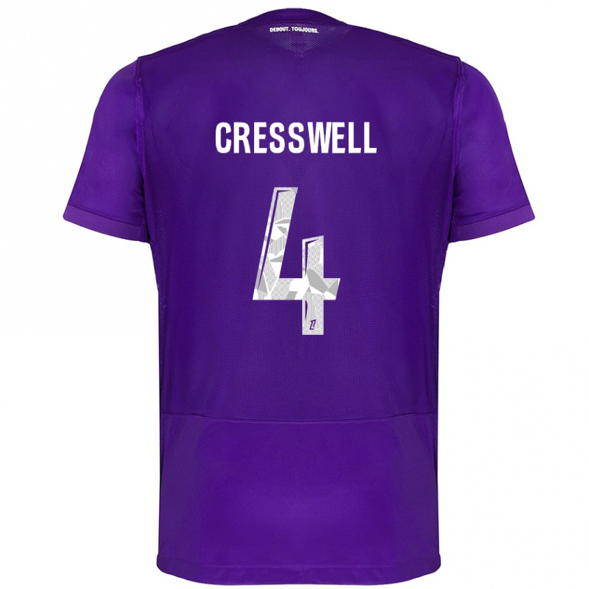 Enfant Football Maillot Charlie Cresswell #4 Violet Blanc Tenues Domicile 2024/25