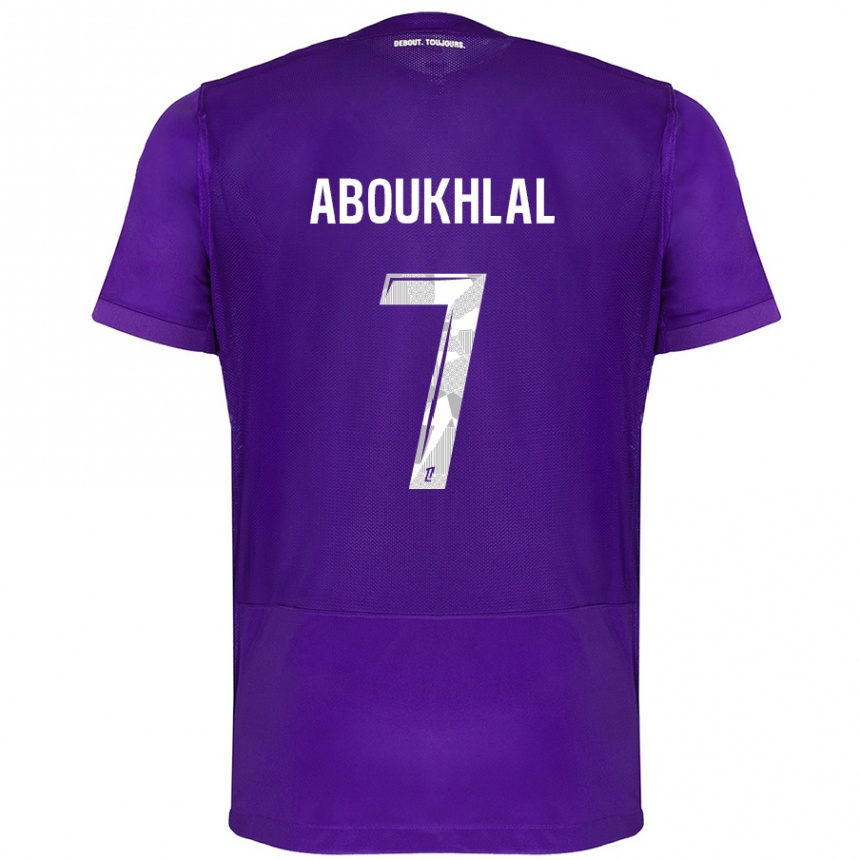 Enfant Football Maillot Zakaria Aboukhlal #7 Violet Blanc Tenues Domicile 2024/25