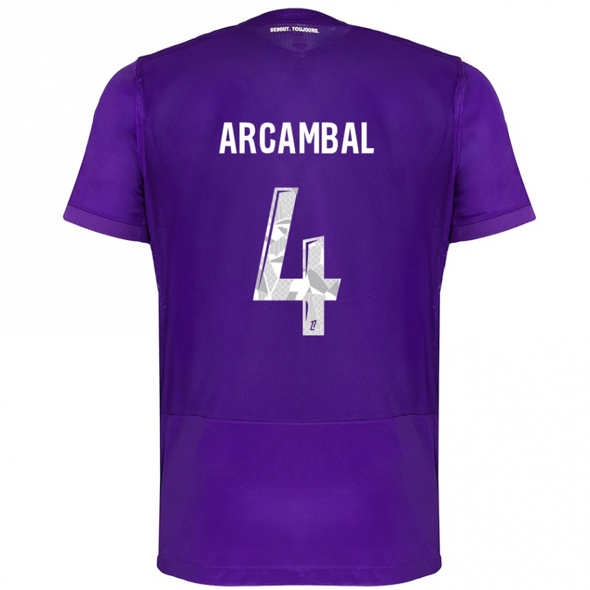 Enfant Football Maillot Anais Arcambal #4 Violet Blanc Tenues Domicile 2024/25