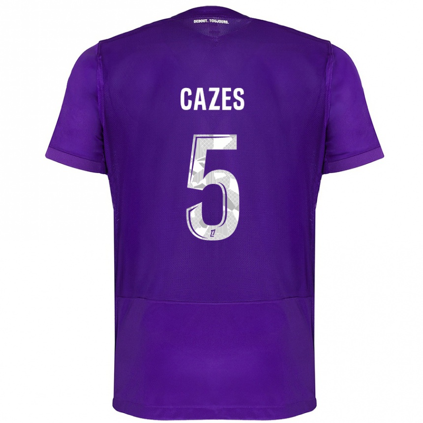 Enfant Football Maillot Manon Cazes #5 Violet Blanc Tenues Domicile 2024/25