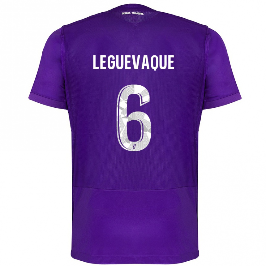 Enfant Football Maillot Laurie Leguevaque #6 Violet Blanc Tenues Domicile 2024/25