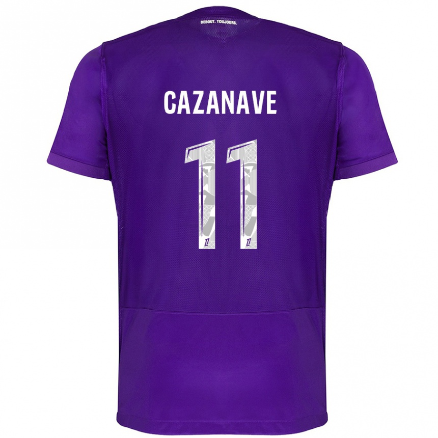 Enfant Football Maillot Julie Cazanave #11 Violet Blanc Tenues Domicile 2024/25