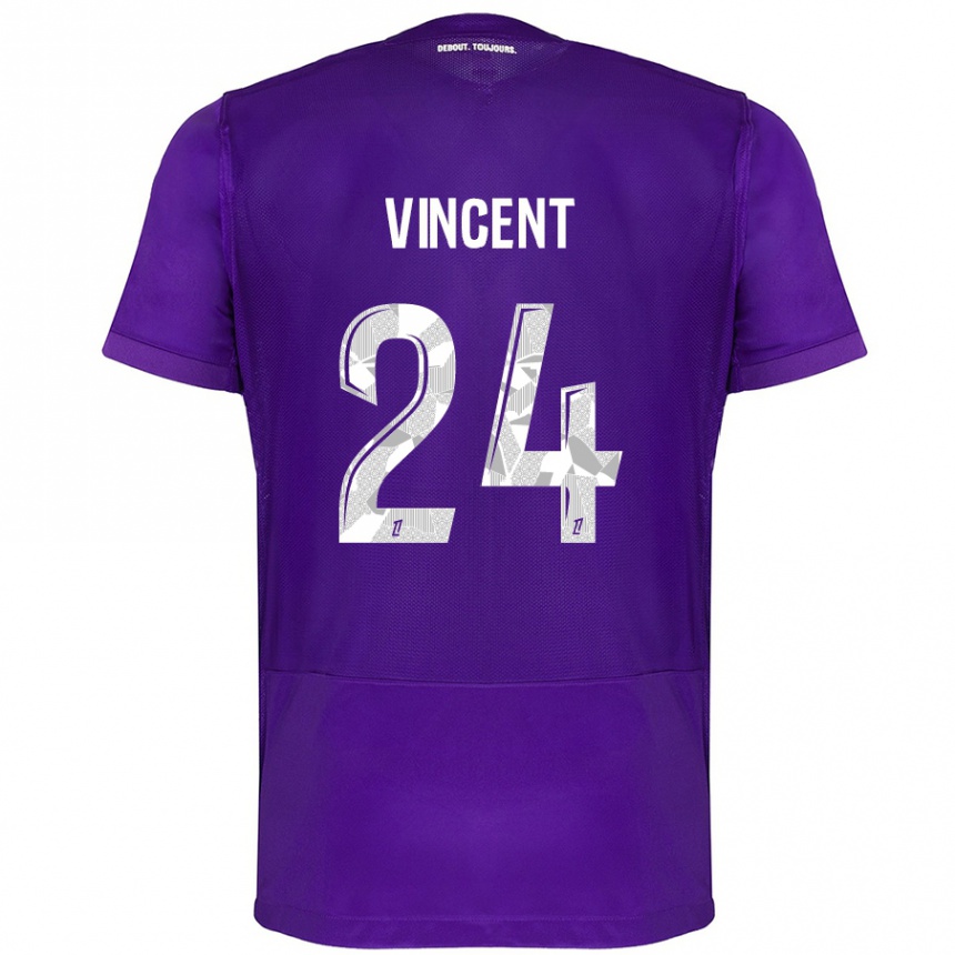 Enfant Football Maillot Magalie Vincent #24 Violet Blanc Tenues Domicile 2024/25