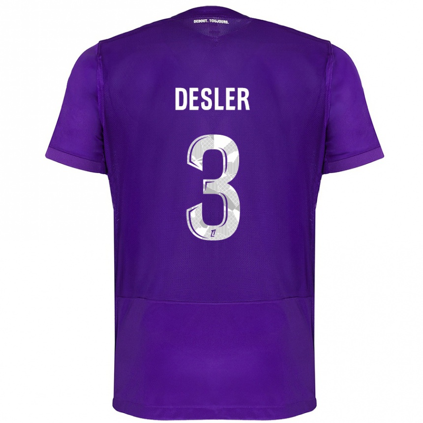 Enfant Football Maillot Mikkel Desler #3 Violet Blanc Tenues Domicile 2024/25