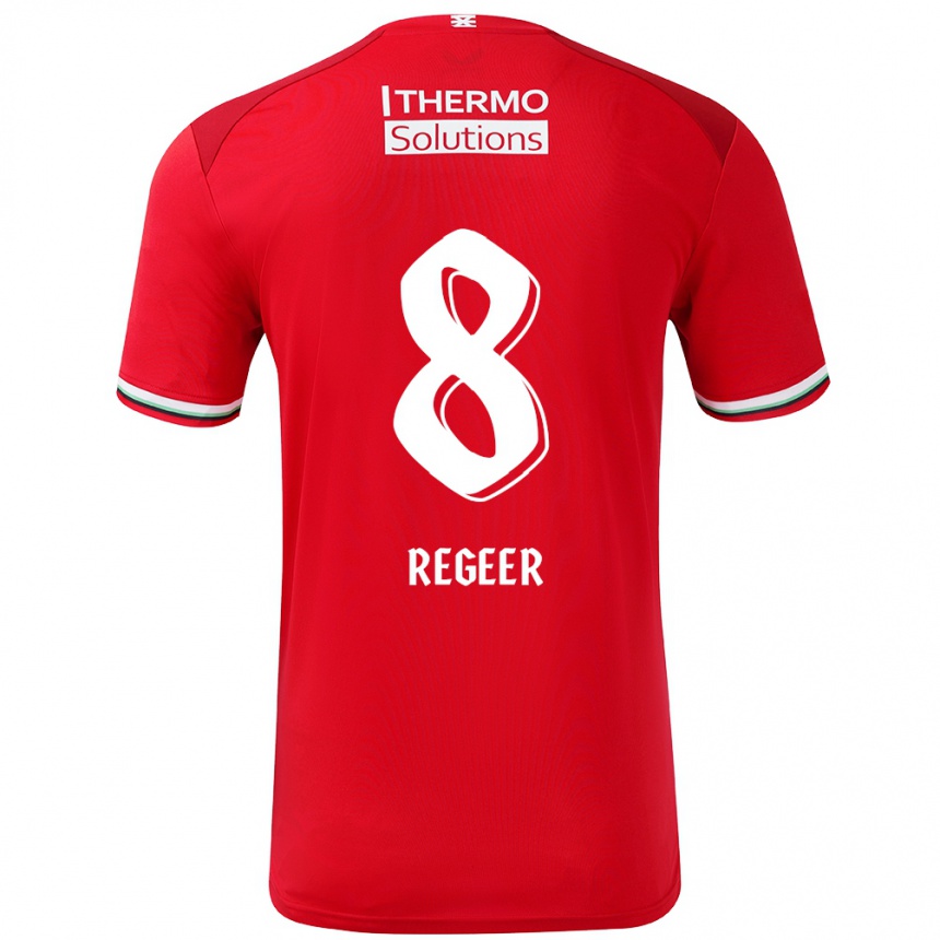 Enfant Football Maillot Youri Regeer #8 Rouge Blanc Tenues Domicile 2024/25