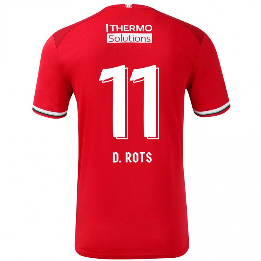 Enfant Football Maillot Daan Rots #11 Rouge Blanc Tenues Domicile 2024/25