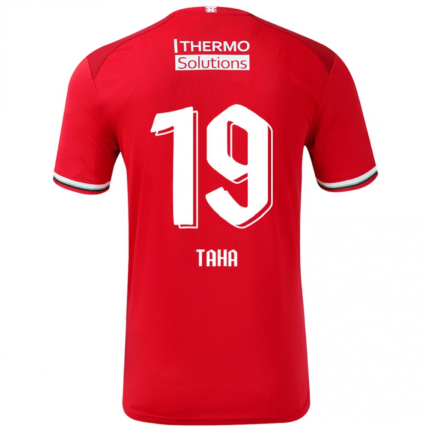 Enfant Football Maillot Younes Taha #19 Rouge Blanc Tenues Domicile 2024/25