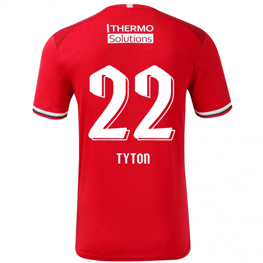 Enfant Football Maillot Przemyslaw Tyton #22 Rouge Blanc Tenues Domicile 2024/25