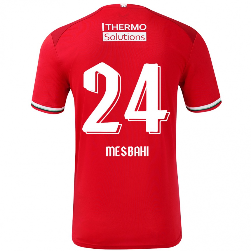 Enfant Football Maillot Juliën Mesbahi #24 Rouge Blanc Tenues Domicile 2024/25