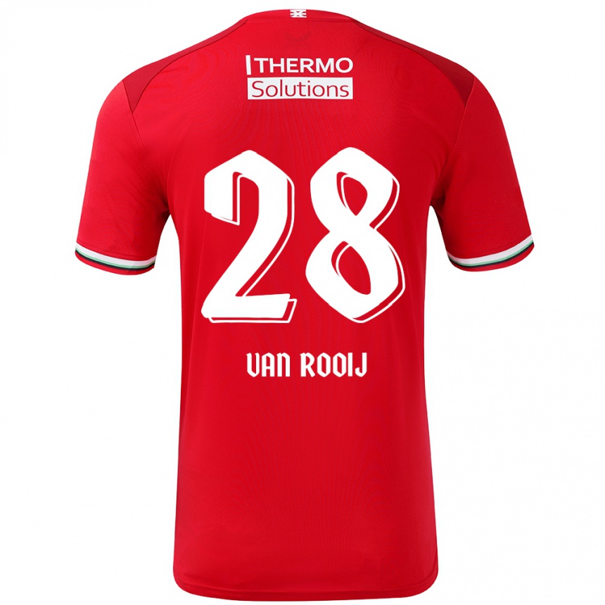 Enfant Football Maillot Bart Van Rooij #28 Rouge Blanc Tenues Domicile 2024/25