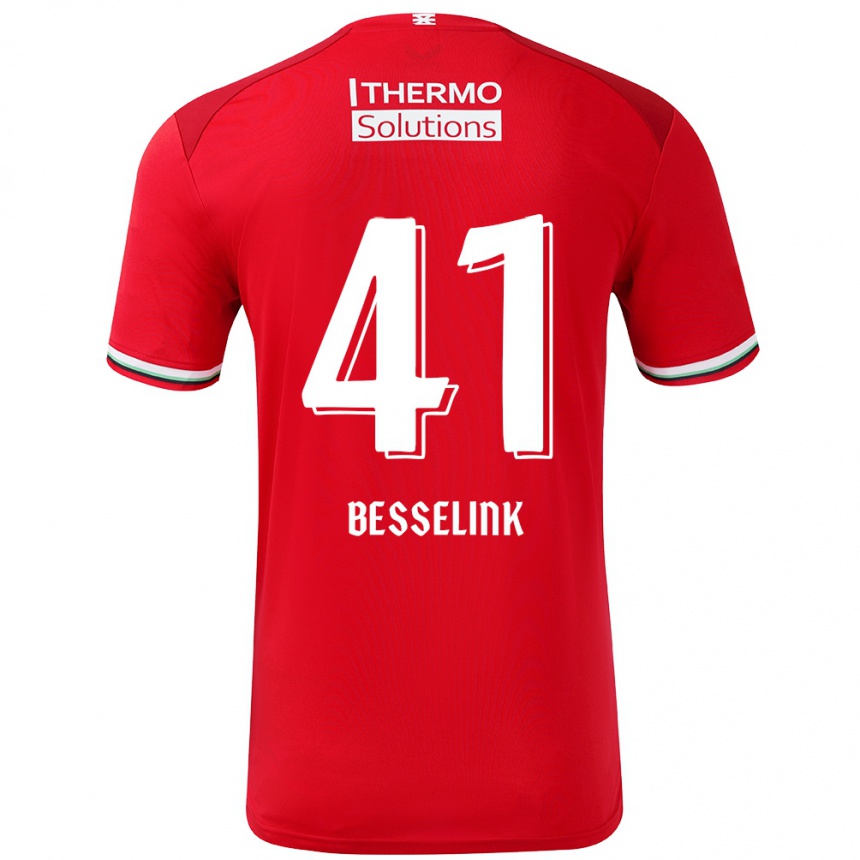 Enfant Football Maillot Gijs Besselink #41 Rouge Blanc Tenues Domicile 2024/25