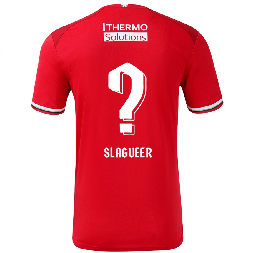 Enfant Football Maillot Derrick Slagveer #0 Rouge Blanc Tenues Domicile 2024/25