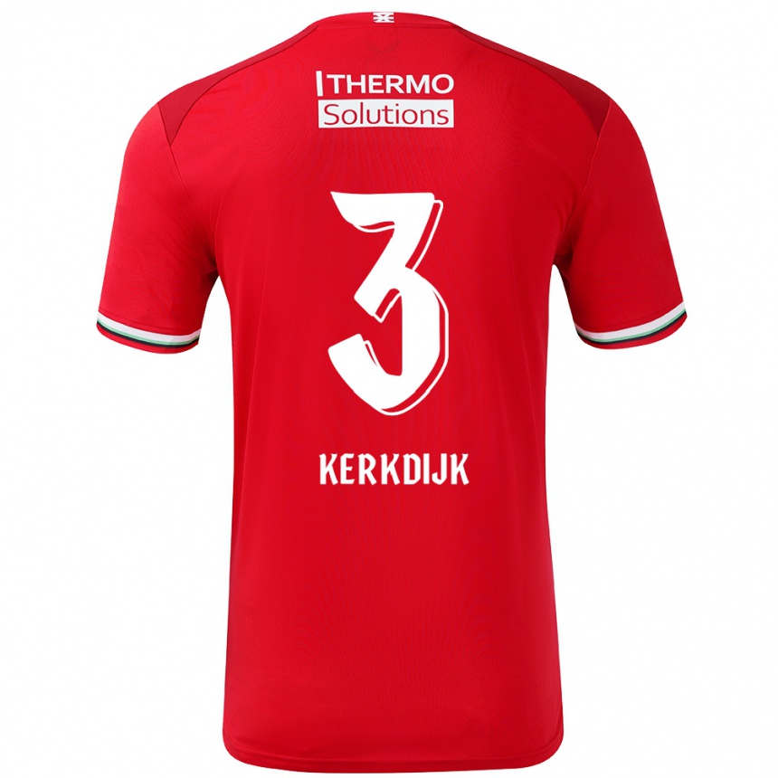 Enfant Football Maillot Danique Kerkdijk #3 Rouge Blanc Tenues Domicile 2024/25