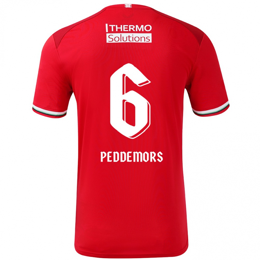 Enfant Football Maillot Ella Peddemors #6 Rouge Blanc Tenues Domicile 2024/25