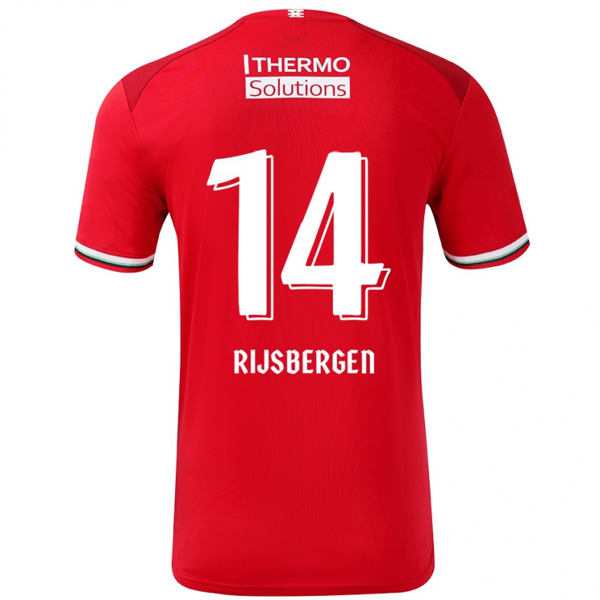 Enfant Football Maillot Liz Rijsbergen #14 Rouge Blanc Tenues Domicile 2024/25