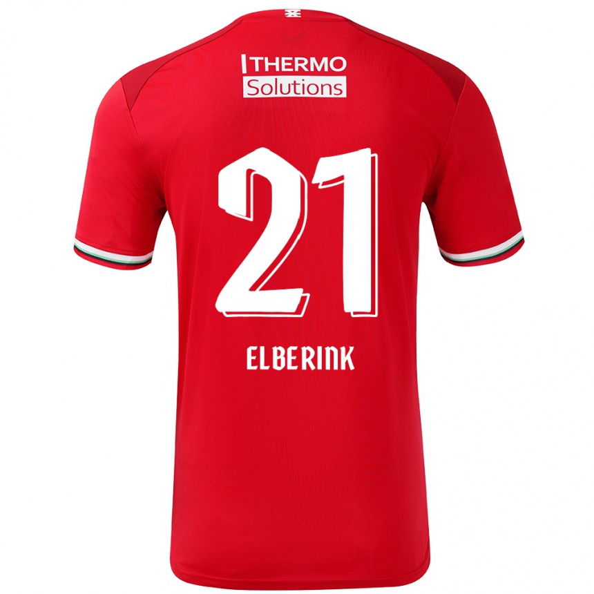 Enfant Football Maillot Eva Oude Elberink #21 Rouge Blanc Tenues Domicile 2024/25