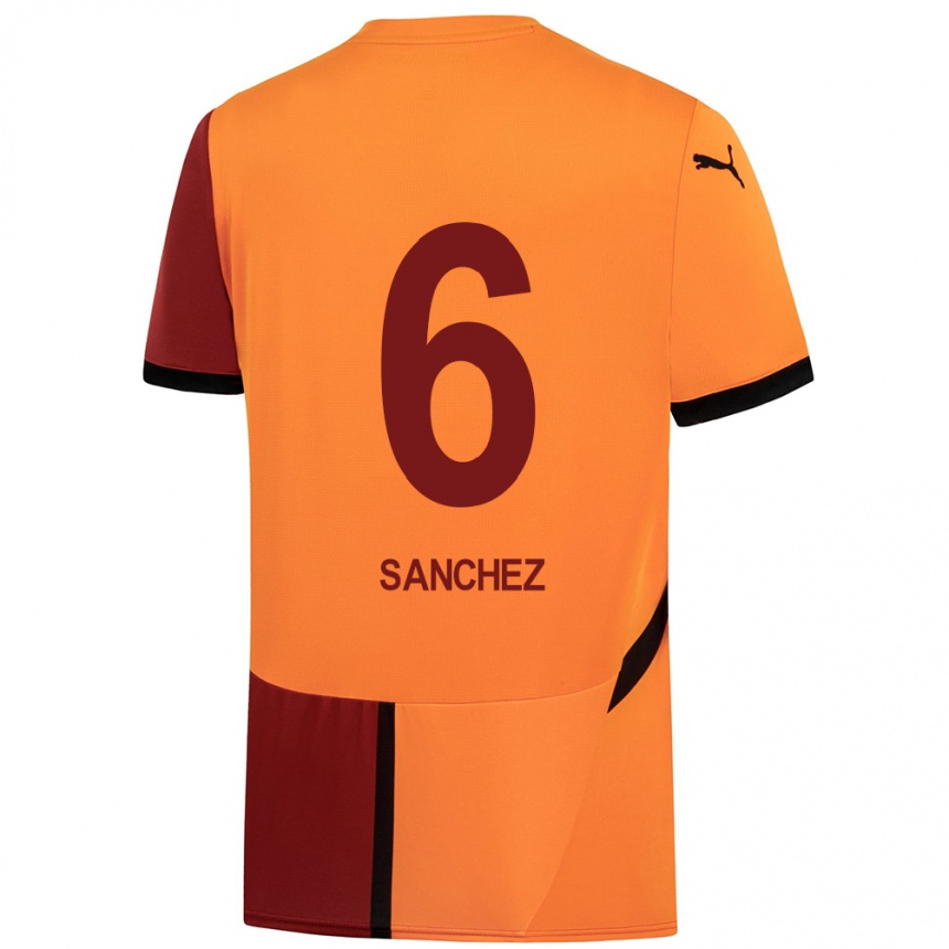 Enfant Football Maillot Davinson Sanchez #6 Jaune Rouge Tenues Domicile 2024/25