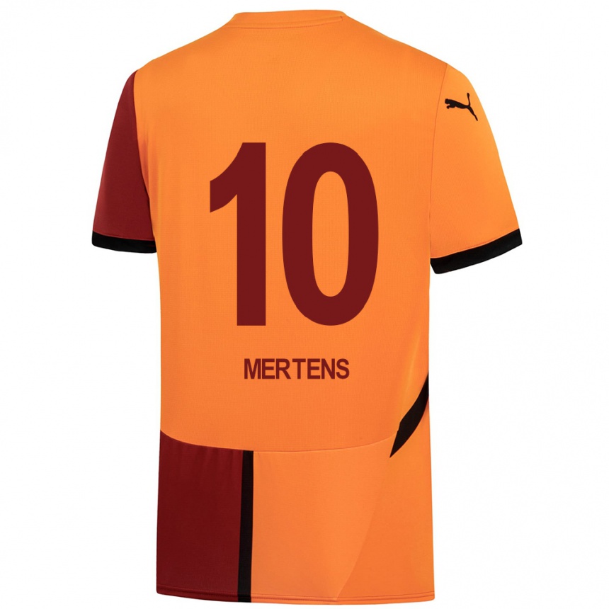 Enfant Football Maillot Dries Mertens #10 Jaune Rouge Tenues Domicile 2024/25