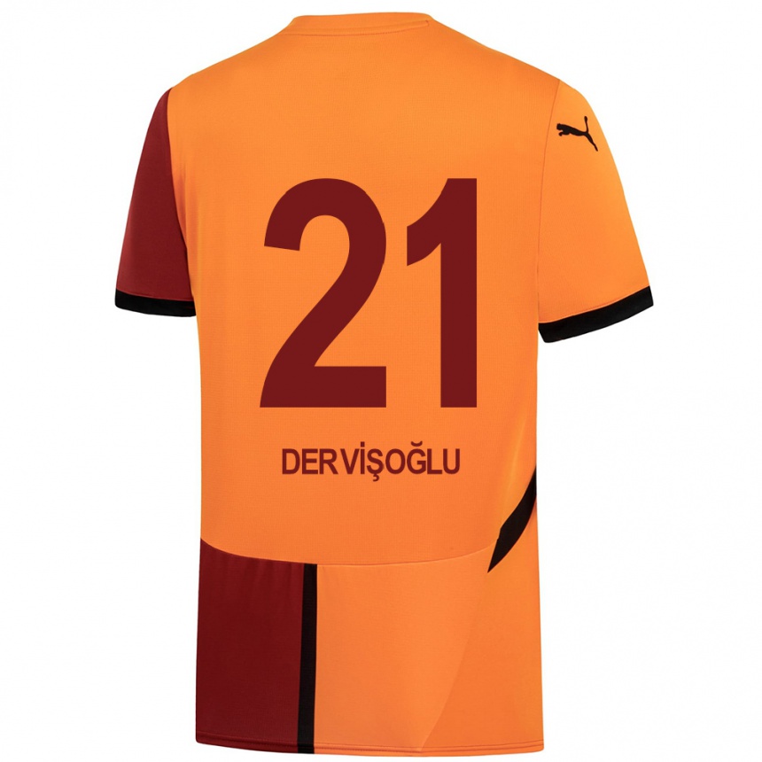 Enfant Football Maillot Halil Dervişoğlu #21 Jaune Rouge Tenues Domicile 2024/25