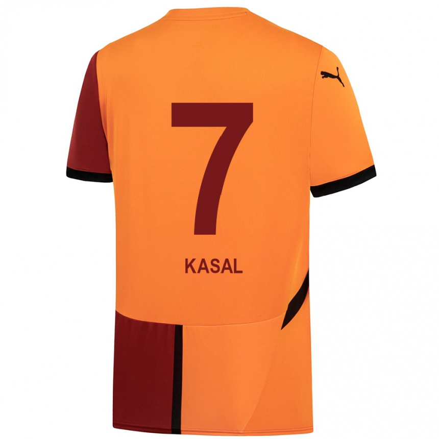 Enfant Football Maillot Yasin Kasal #7 Jaune Rouge Tenues Domicile 2024/25