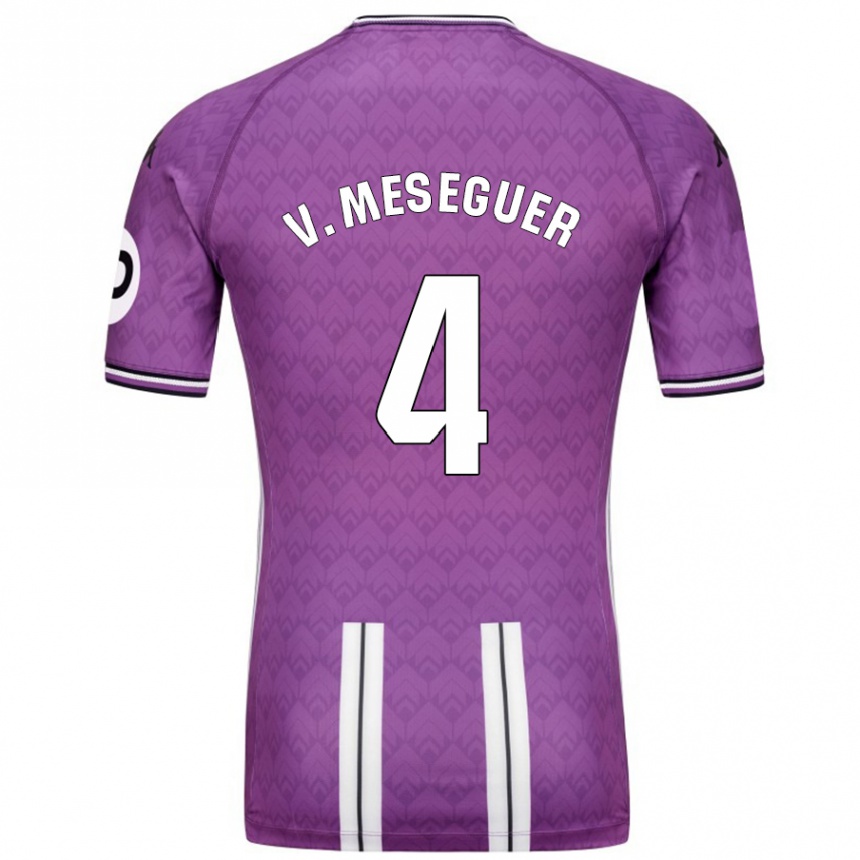 Enfant Football Maillot Víctor Meseguer #4 Violet Blanc Tenues Domicile 2024/25