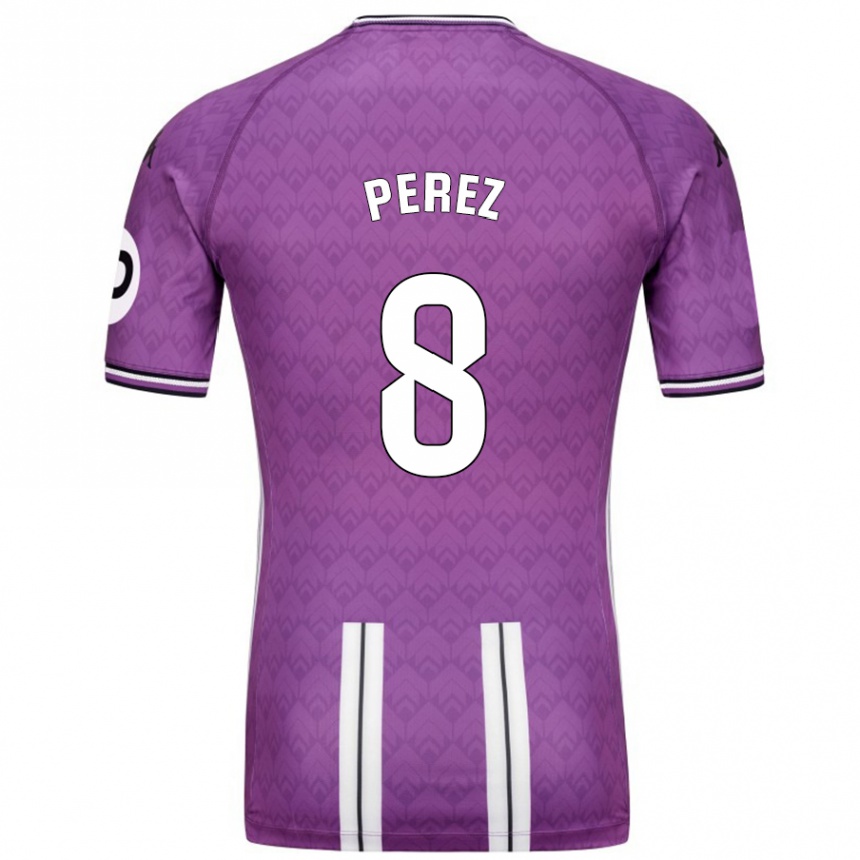 Enfant Football Maillot Kike Pérez #8 Violet Blanc Tenues Domicile 2024/25