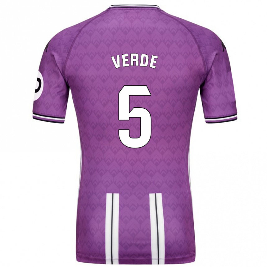 Enfant Football Maillot Adrián Verde #5 Violet Blanc Tenues Domicile 2024/25