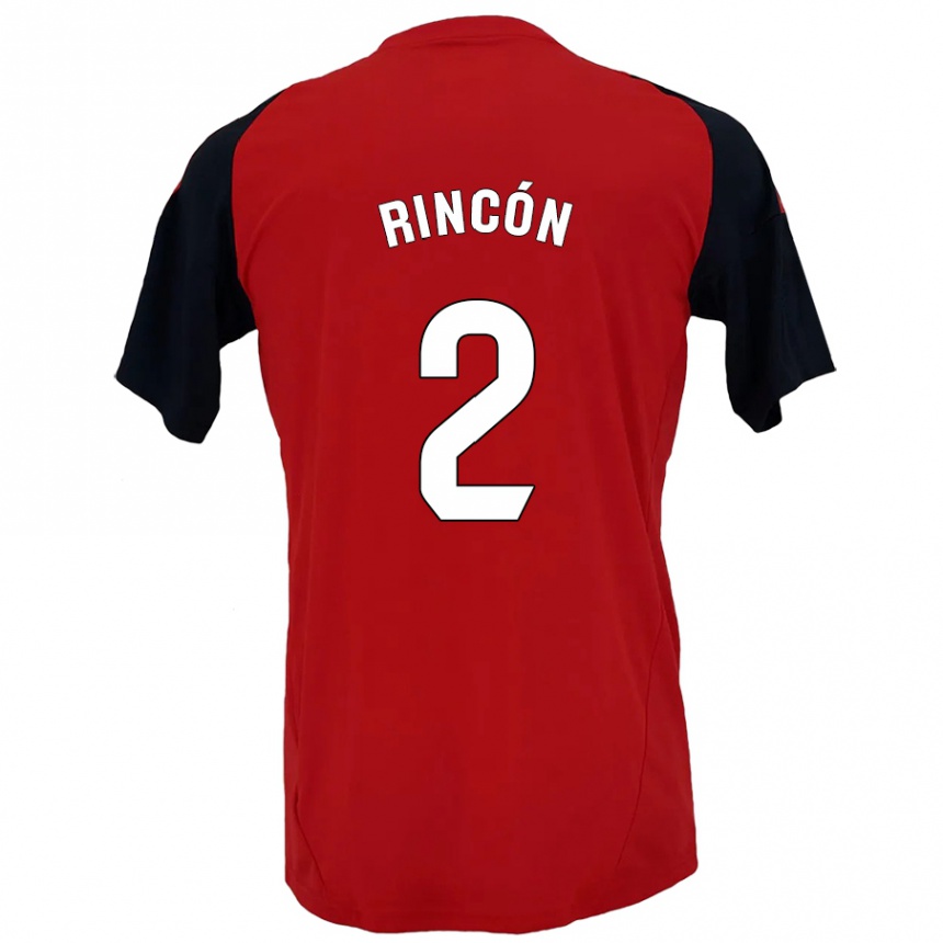 Enfant Football Maillot Hugo Rincón #2 Rouge Noir Tenues Domicile 2024/25