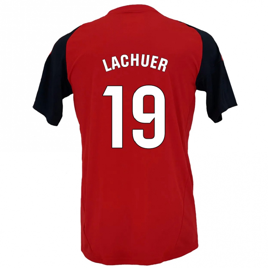 Enfant Football Maillot Mathis Lachuer #19 Rouge Noir Tenues Domicile 2024/25