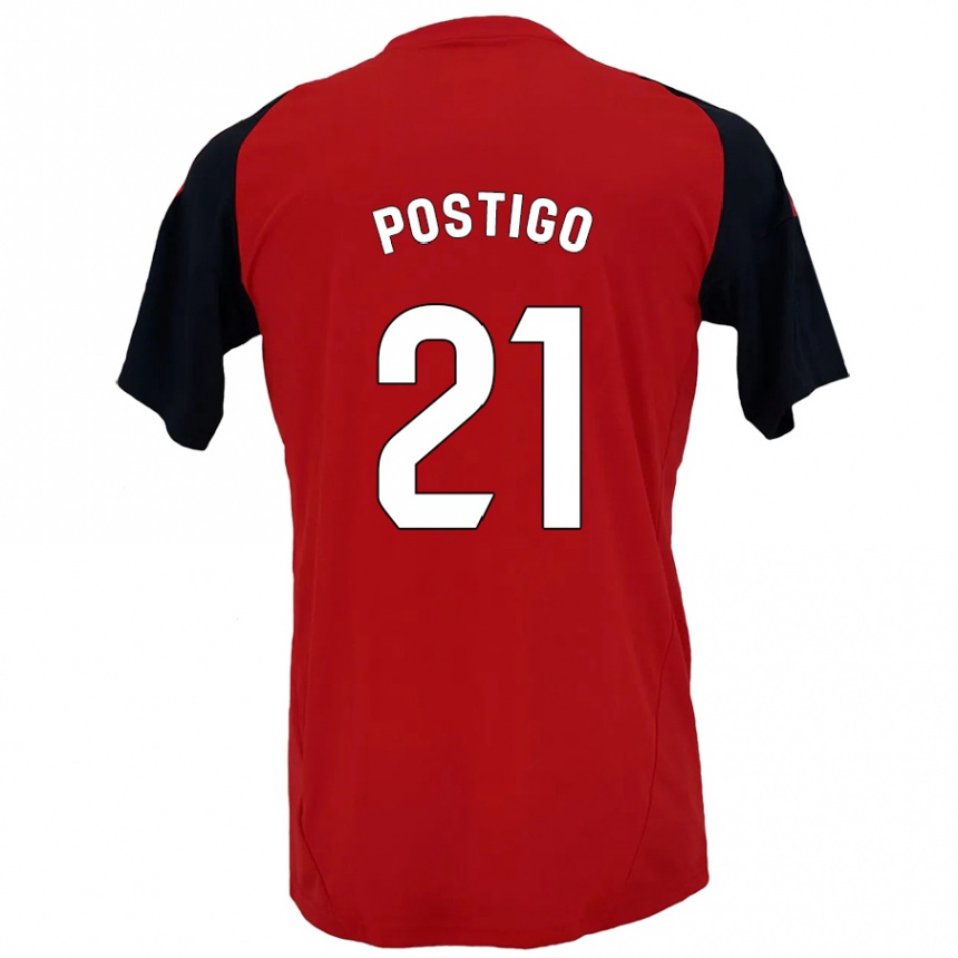 Enfant Football Maillot Sergio Postigo #21 Rouge Noir Tenues Domicile 2024/25