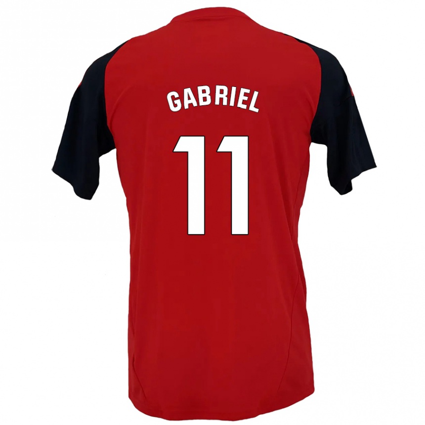 Enfant Football Maillot Sergio Gabriel #11 Rouge Noir Tenues Domicile 2024/25