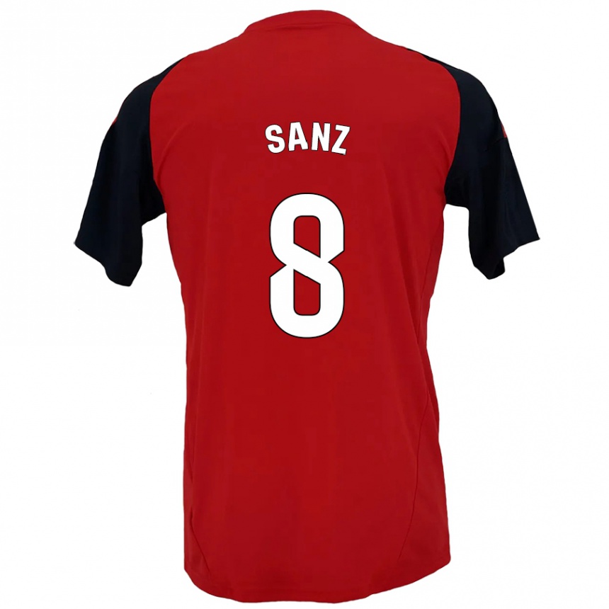 Enfant Football Maillot Álvaro Sanz #8 Rouge Noir Tenues Domicile 2024/25