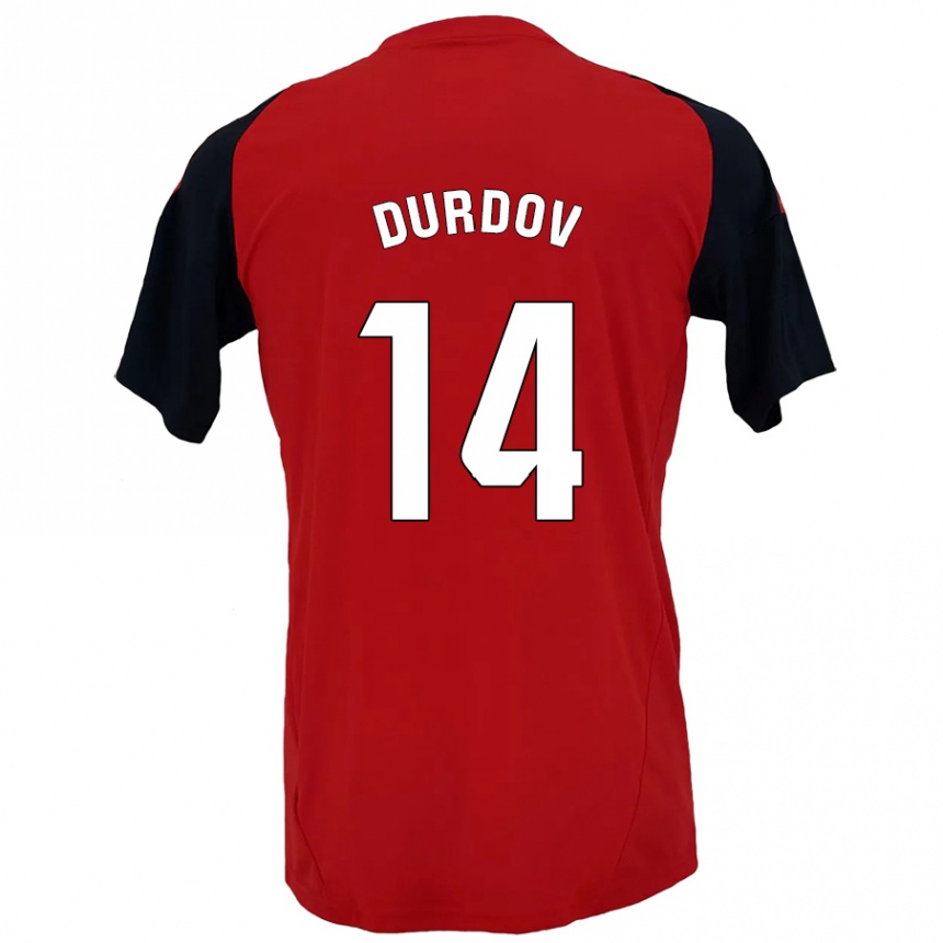 Enfant Football Maillot Ivan Durdov #14 Rouge Noir Tenues Domicile 2024/25