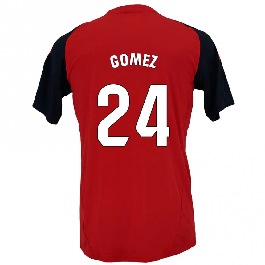 Enfant Football Maillot Jonathan Gómez #24 Rouge Noir Tenues Domicile 2024/25