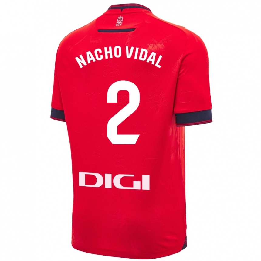 Enfant Football Maillot Nacho Vidal #2 Rouge Blanc Tenues Domicile 2024/25