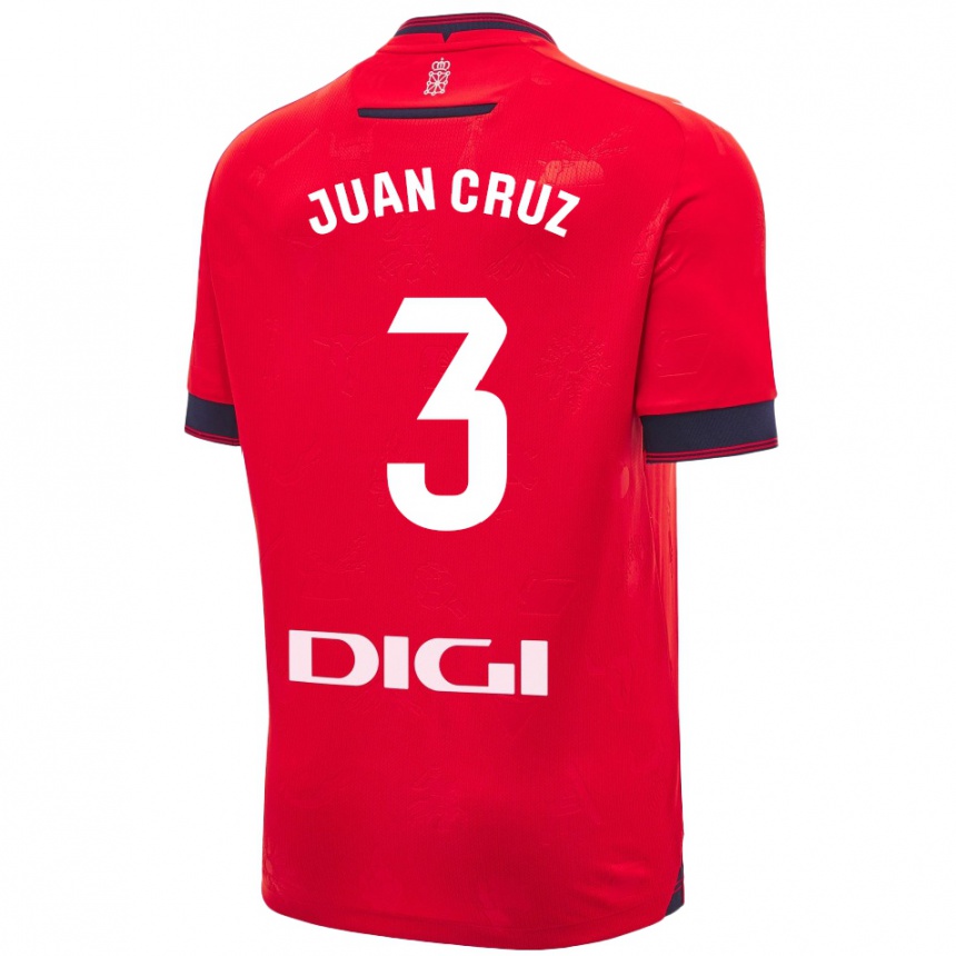 Enfant Football Maillot Juan Cruz #3 Rouge Blanc Tenues Domicile 2024/25