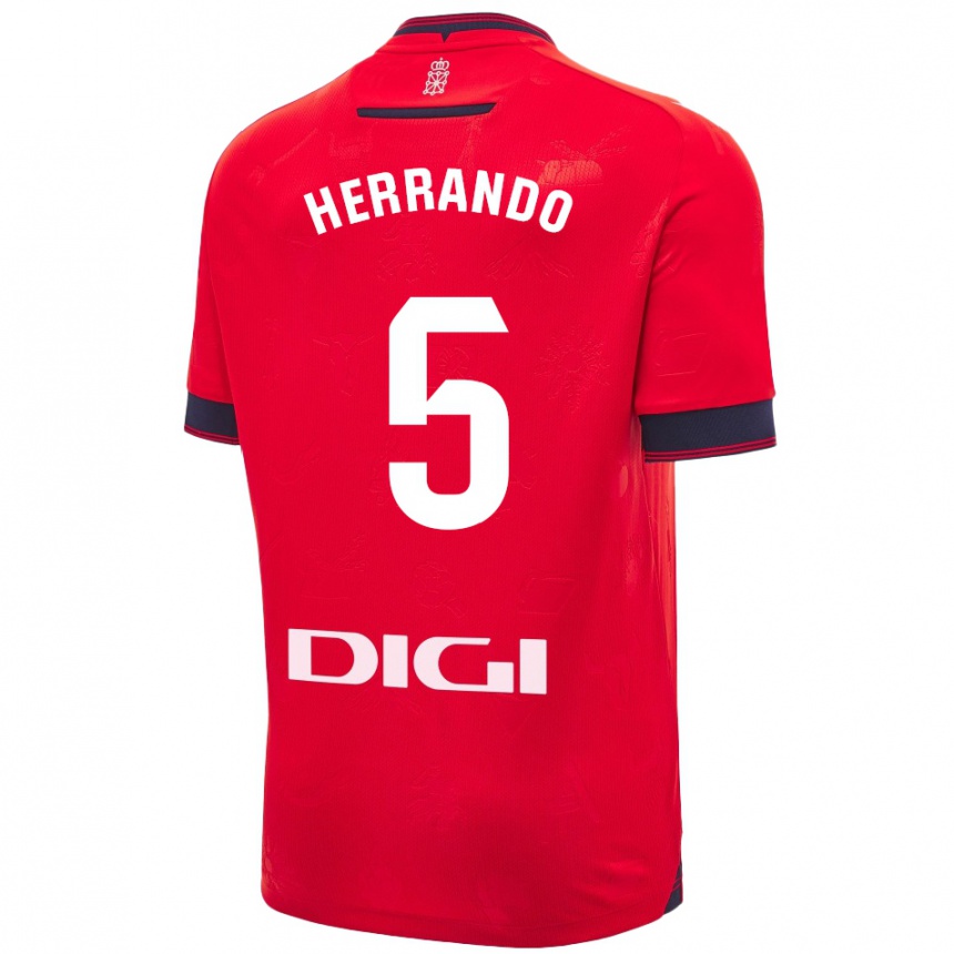 Enfant Football Maillot Jorge Herrando #5 Rouge Blanc Tenues Domicile 2024/25