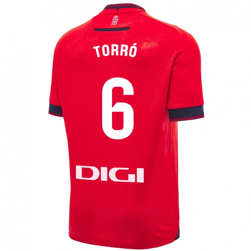 Enfant Football Maillot Lucas Torró #6 Rouge Blanc Tenues Domicile 2024/25