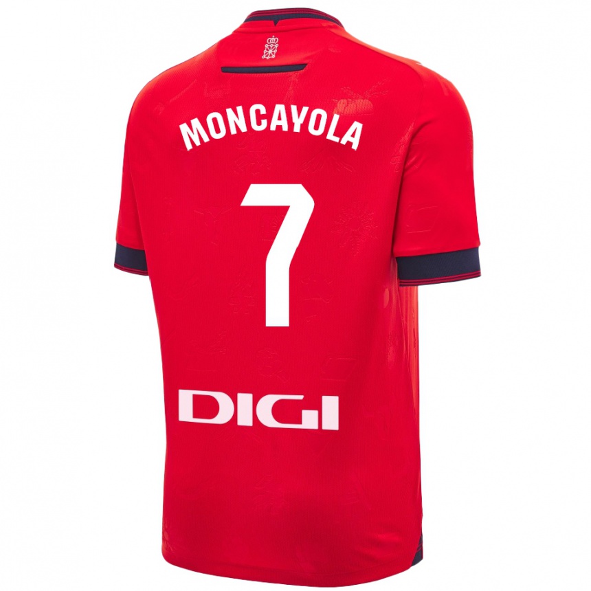 Enfant Football Maillot Jon Moncayola #7 Rouge Blanc Tenues Domicile 2024/25