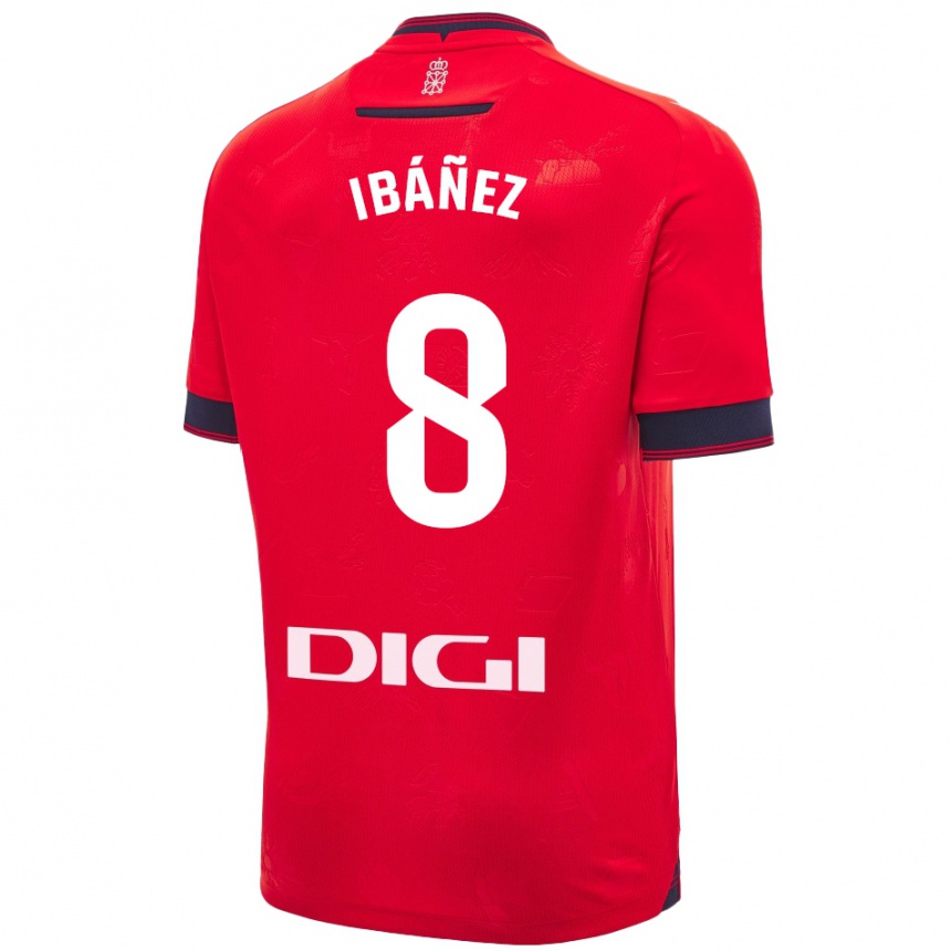 Enfant Football Maillot Pablo Ibáñez #8 Rouge Blanc Tenues Domicile 2024/25