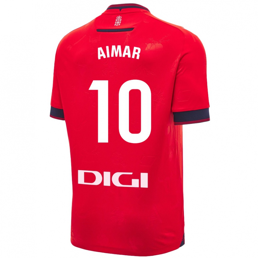 Enfant Football Maillot Aimar Oroz #10 Rouge Blanc Tenues Domicile 2024/25